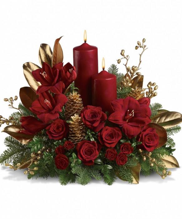 Consegna online Centrotavola con Rose Rosse e candele - Puntoflora