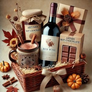 Cesto Regalo con vino e cioccolato