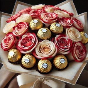 Rose screziate rosa e ferrero rocher